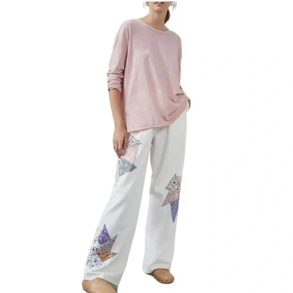 ANTHROPOLOGIE FOREVER THAT GIRL PALAZZO QUILTED PATCHWORK PANTS SIZE MEDIUM